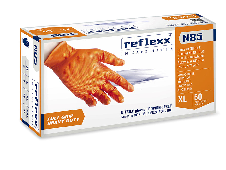 REFLEXX Guanti in nitrile 3D Full Grip N 85 arancione