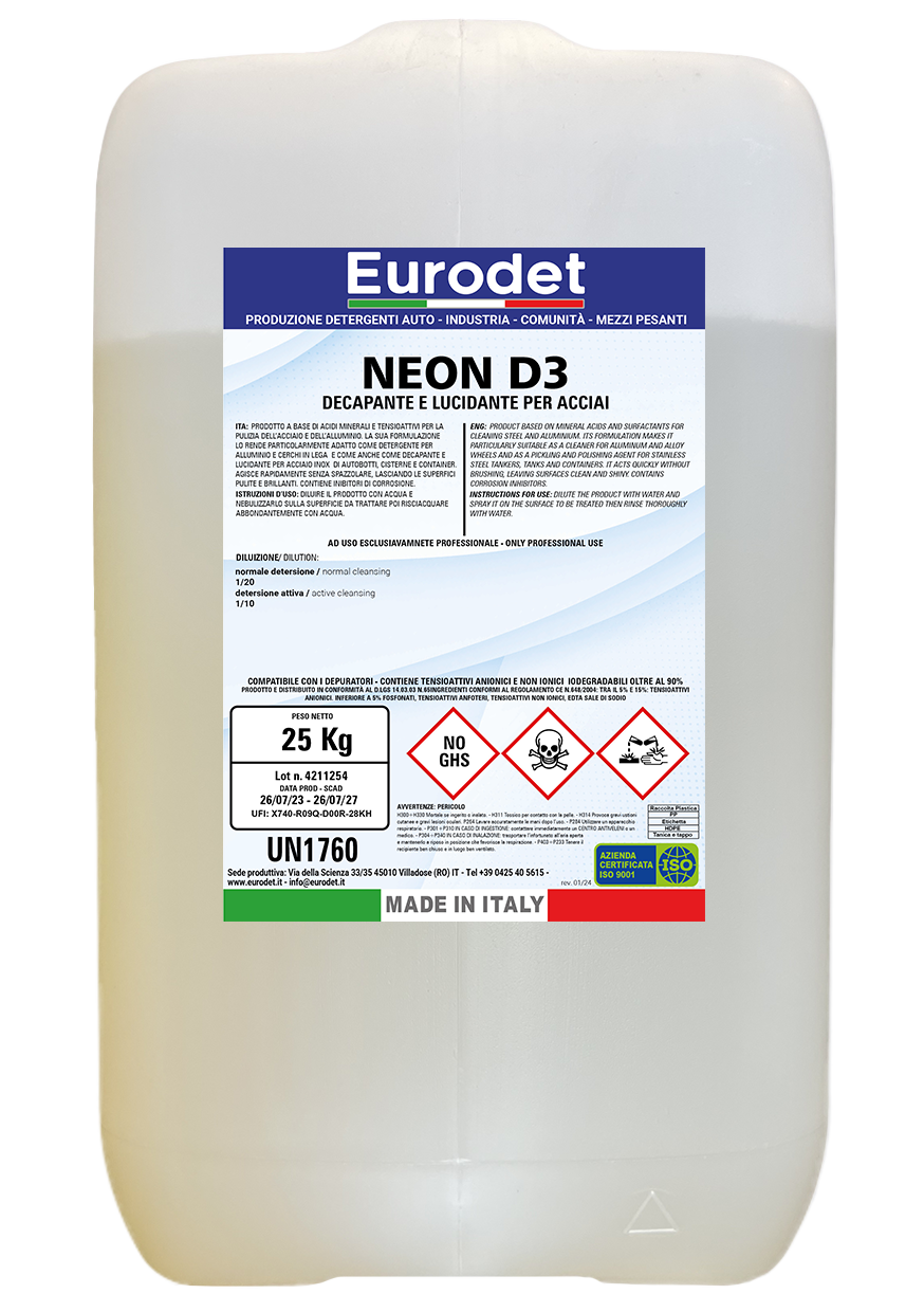 NEON D3 ml 2000 Decapante lucidante per acciaio