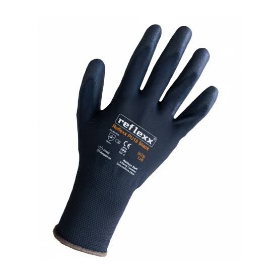 REFLEXX Guanti da lavoro Supportati In Poliuretano PU18 Black/Grey